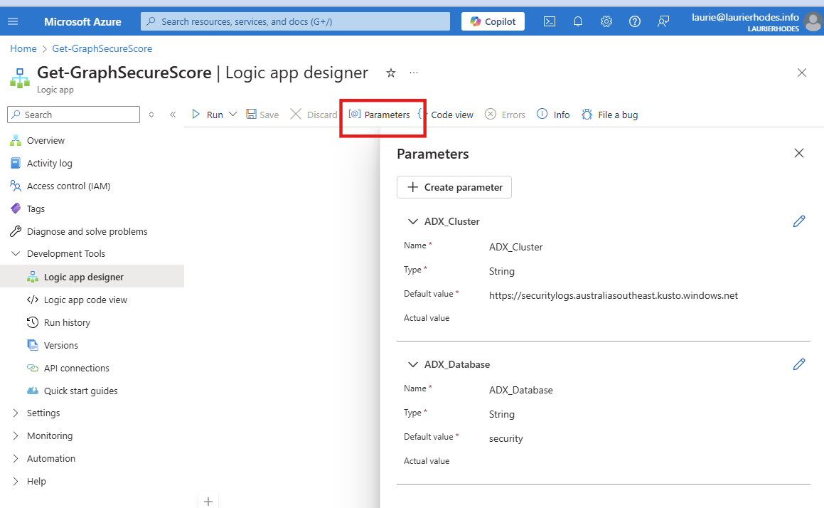 Logic App Parameters