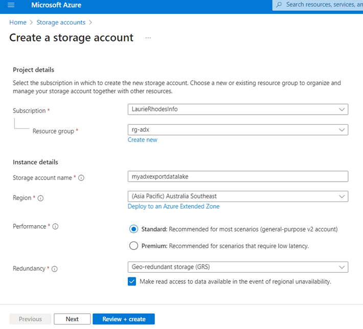 GRS Enabled Storage account
